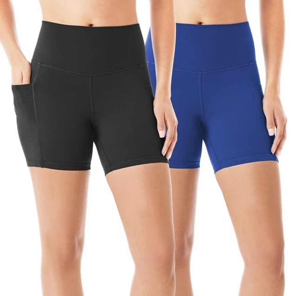 Member's Mark Womens 2-Pack High-Rise 5" Bike Shorts Metro Blue Black L